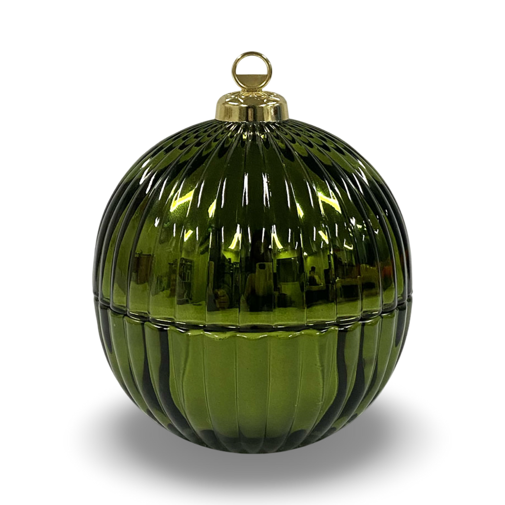 Green Ornament Candle - Christmas Thyme Scent - 6.5 oz